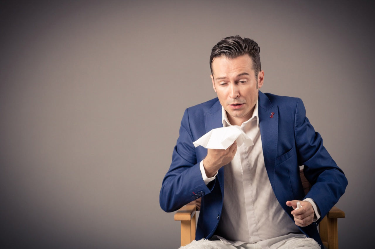 man about too sneeze